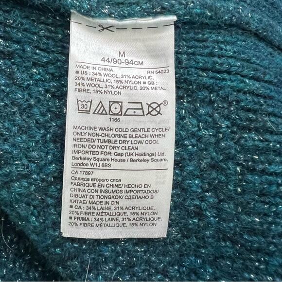 Banana Republic Filpucci Fine Italian Green Teal Silver Yarn Sweater Size Medium - Picture 10 of 12